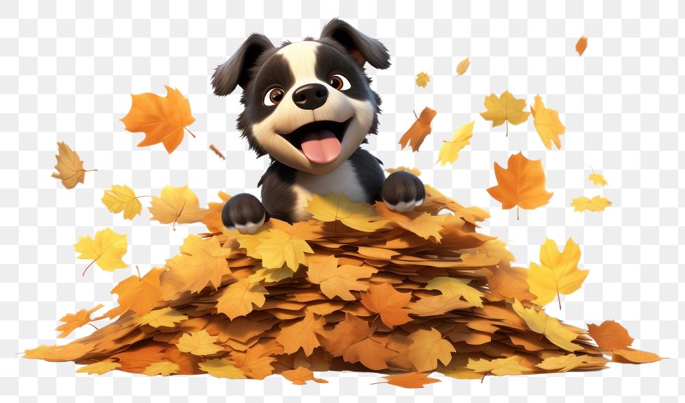 PNG Autumn dog 3D cartoon. 