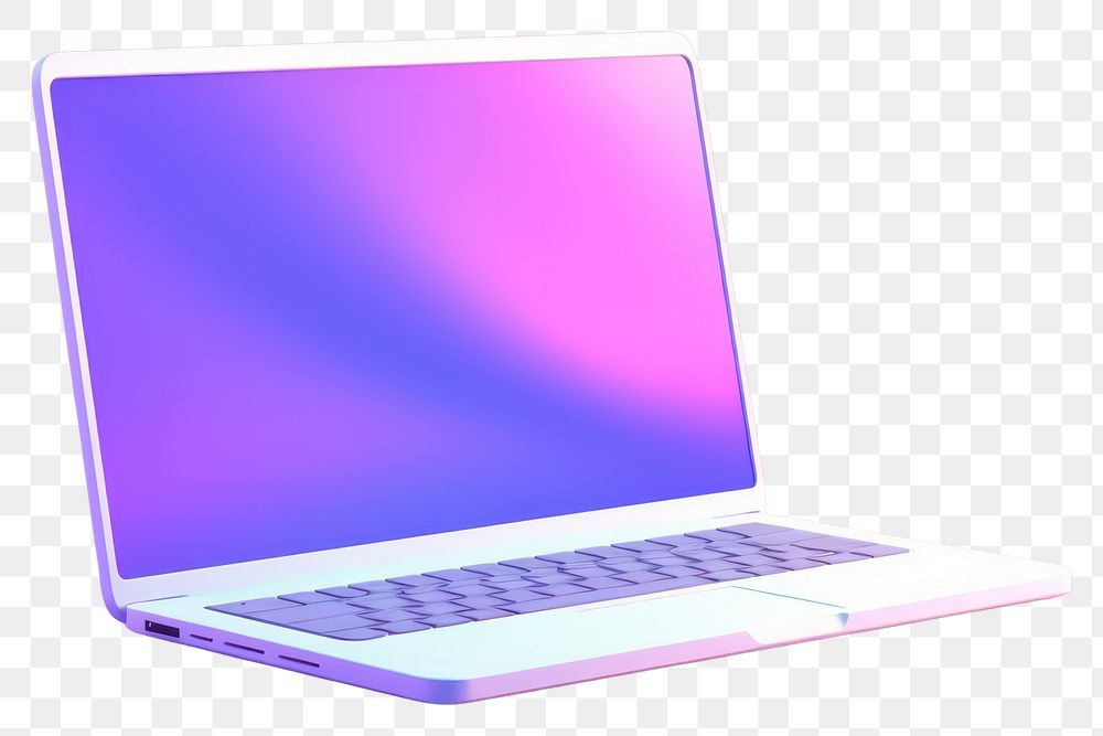 PNG Laptop computer purple screen. AI generated Image by rawpixel.