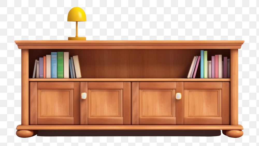PNG Wood furniture sideboard bookshelf. AI generated Image by rawpixel.