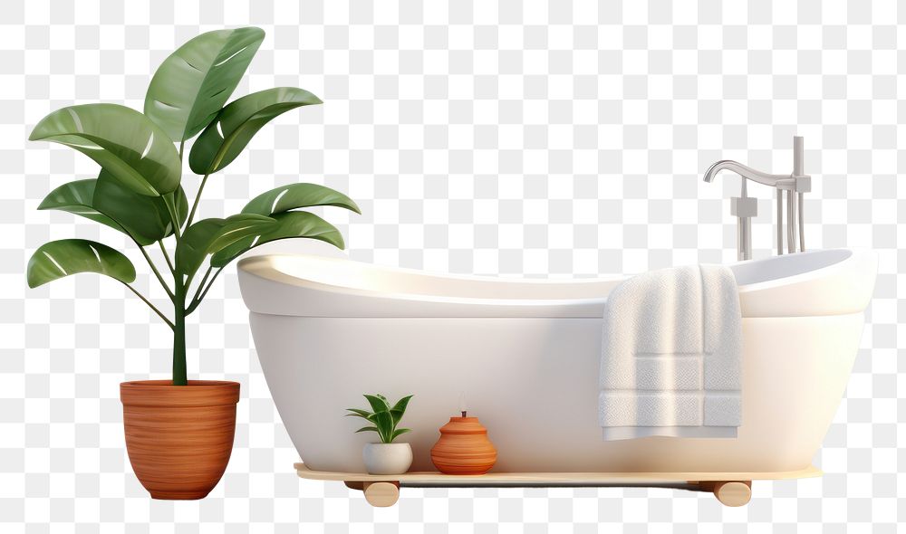 PNG Bathtub plant leaf houseplant. AI generated Image by rawpixel.