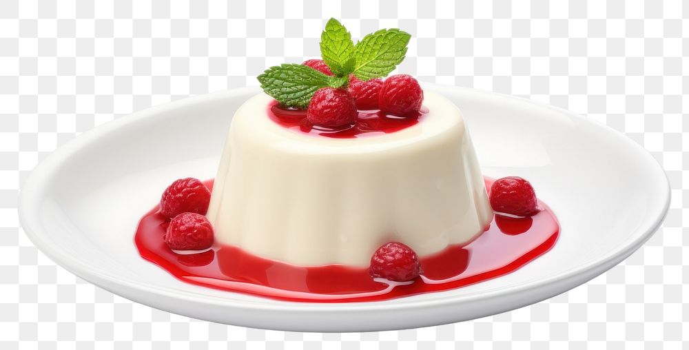 PNG Panna cotta raspberry dessert fruit. AI generated Image by rawpixel.