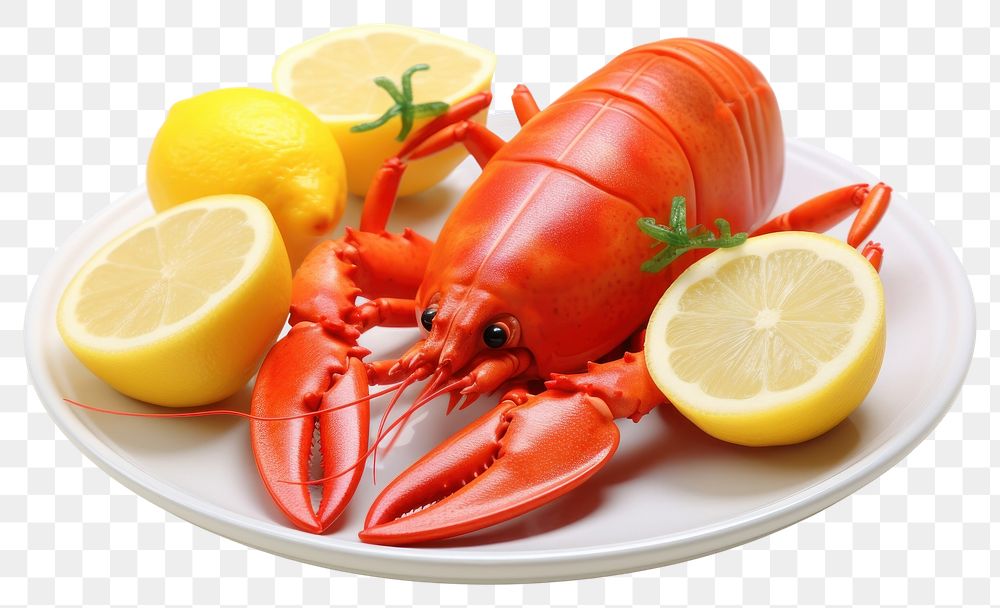 PNG Lobster lemon food seafood. AI generated Image by rawpixel.