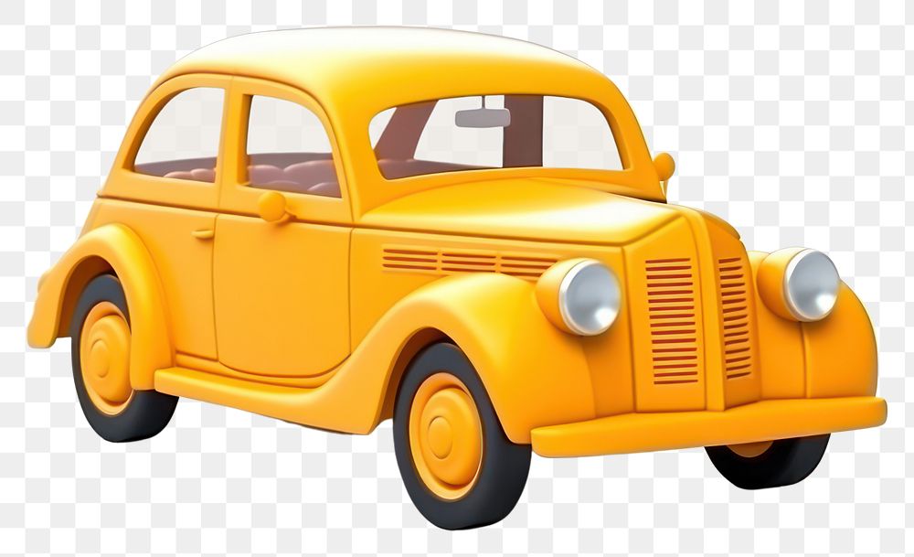 PNG Vintage car vehicle yellow taxi. 