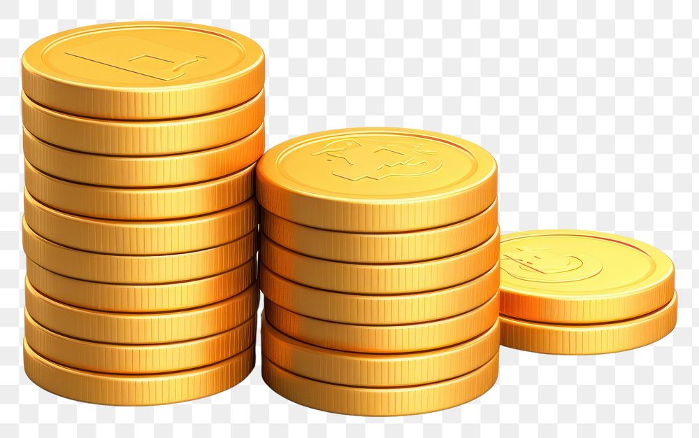 PNG Coins money gold white background. AI generated Image by rawpixel.