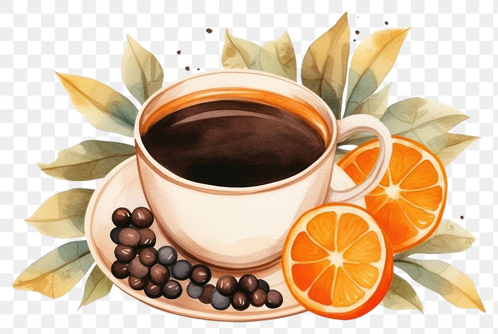 PNG Coffee saucer orange drink. AI generated Image by rawpixel.