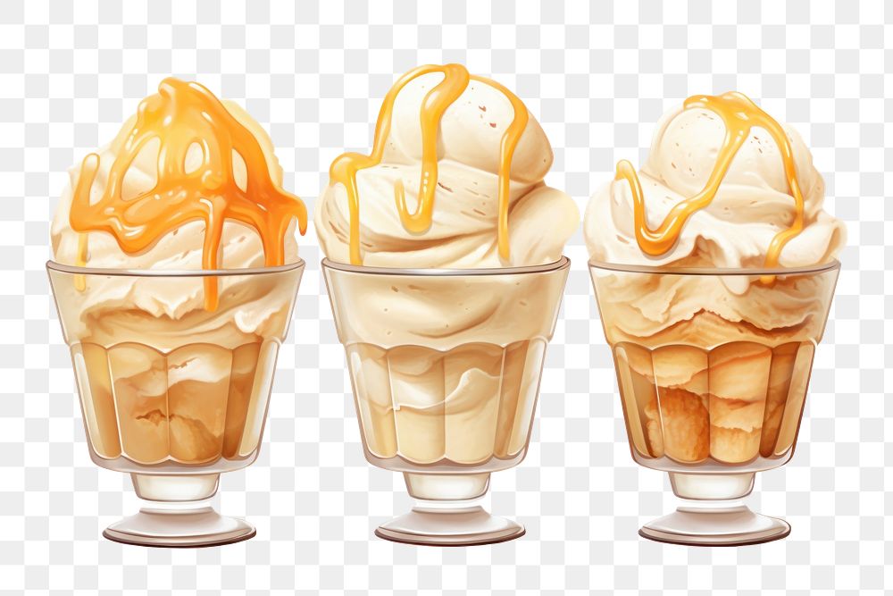 PNG Cream dessert vanilla sundae, digital paint illustration. AI generated image