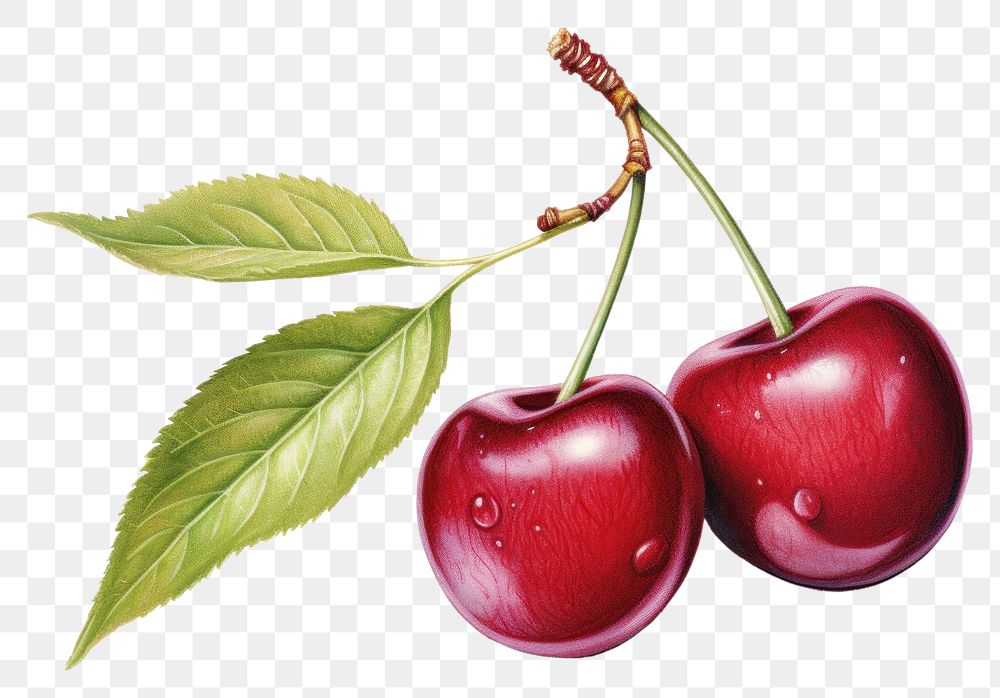 PNG Cherry fruit plant food, digital paint illustration AI generated image