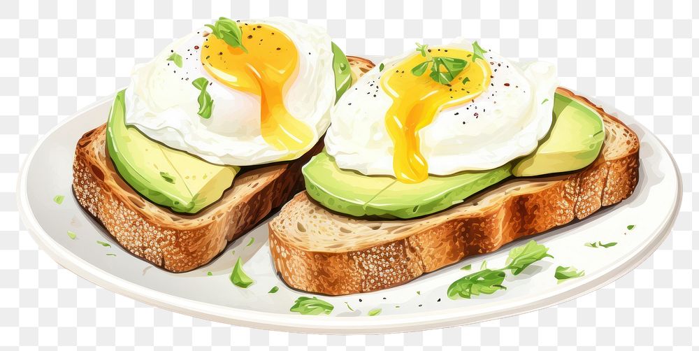 PNG Plate egg avocado food. AI generated Image by rawpixel.