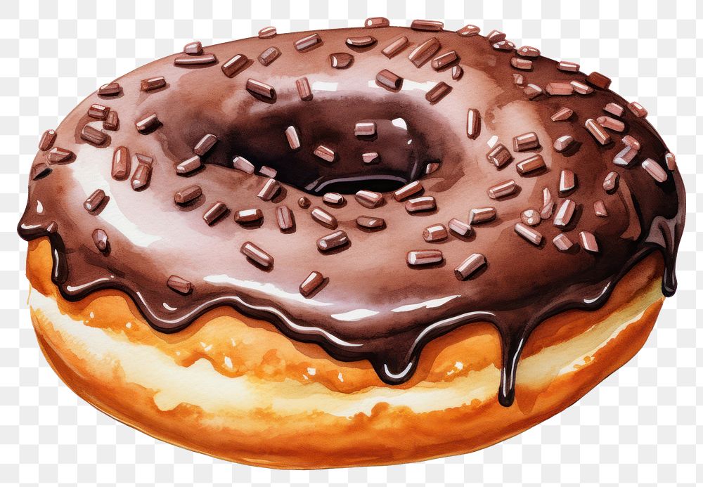 PNG Chocolate doughnut glaze donut, digital paint illustration. AI generated image