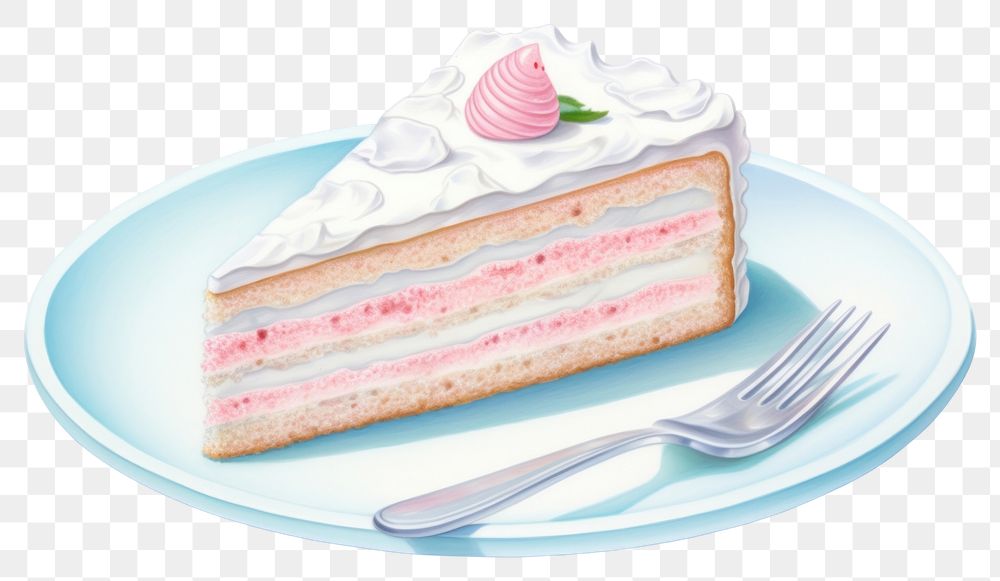 PNG Plate cake dessert cream, digital paint illustration. AI generated image