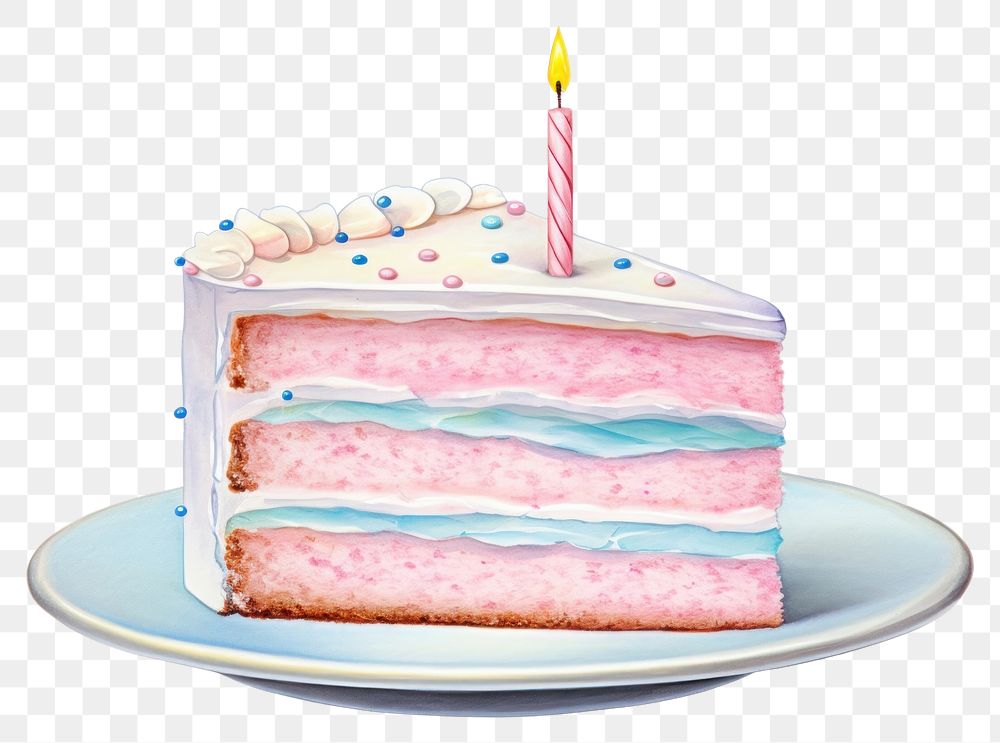 PNG Cake birthday dessert candle, digital paint illustration. AI generated image