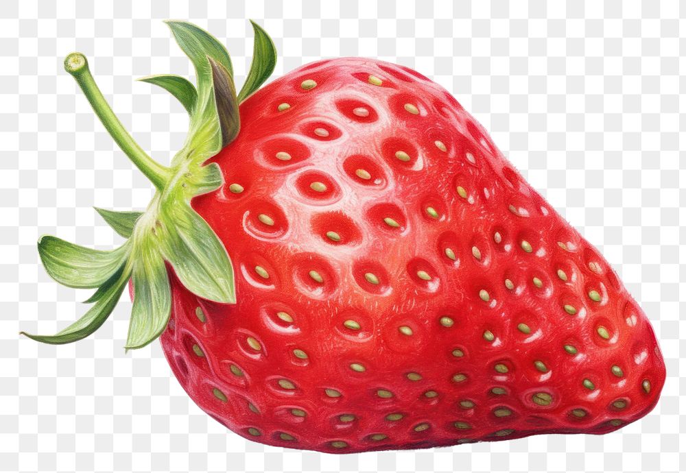 PNG Strawberry fruit plant food, digital paint illustration AI generated image