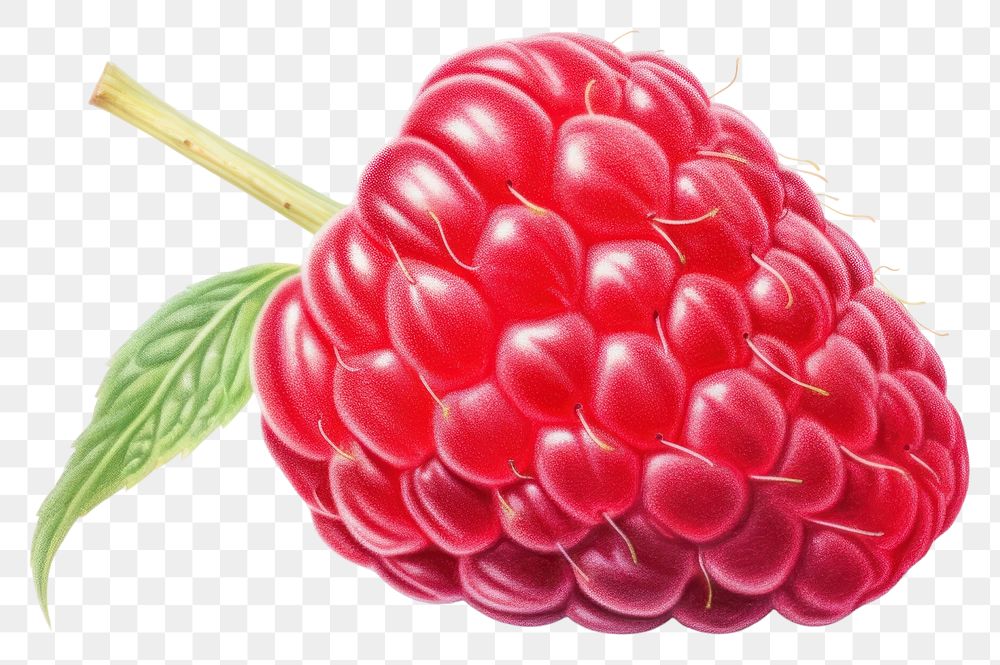 PNG Raspberry fruit plant food, digital paint illustration. 