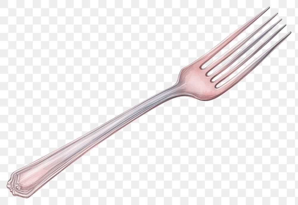 PNG Fork white background silverware tableware, digital paint illustration. AI generated image