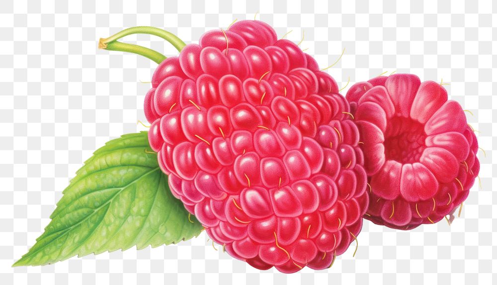 PNG Raspberry fruit plant food, digital paint illustration. 