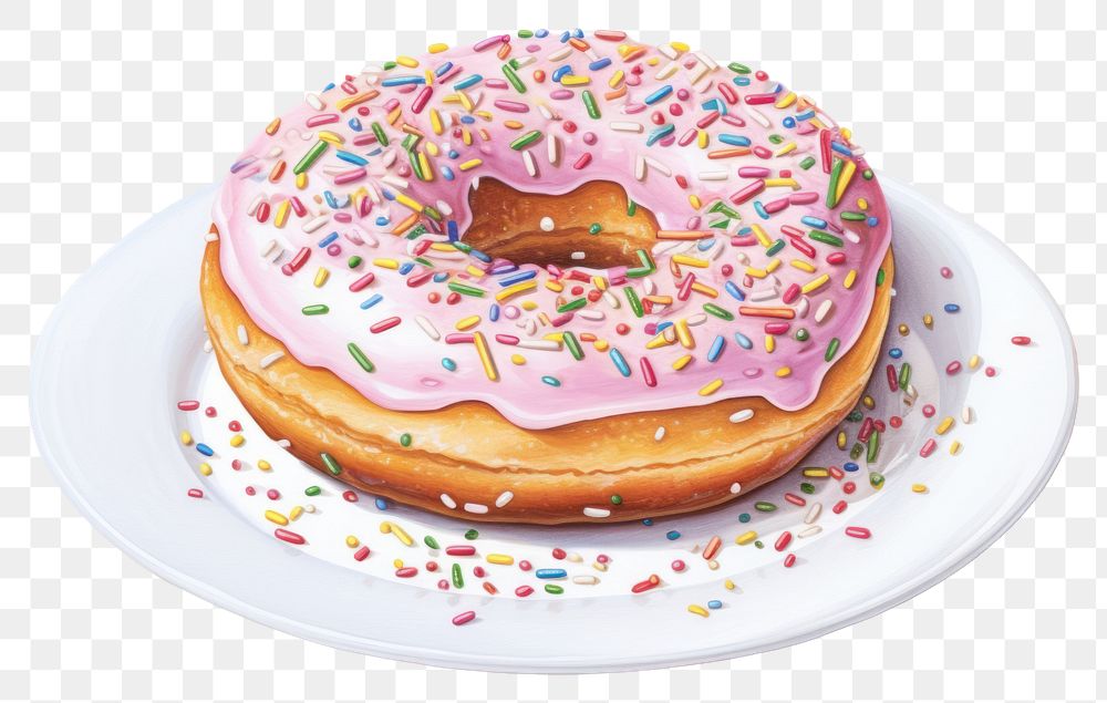 PNG Sprinkles donut dessert glaze, digital paint illustration. AI generated image