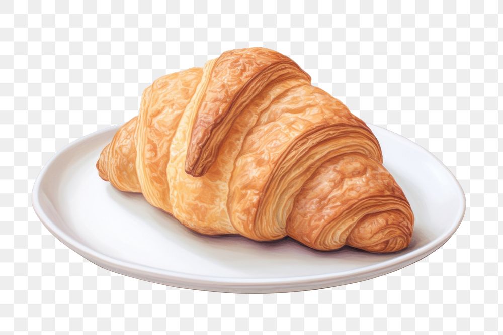 Croissant bread plate food. AI generated Image by rawpixel.