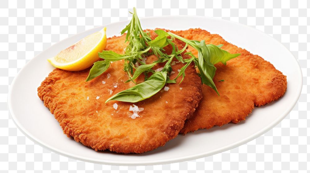 PNG  Food plate schnitzel croquette. AI generated Image by rawpixel.