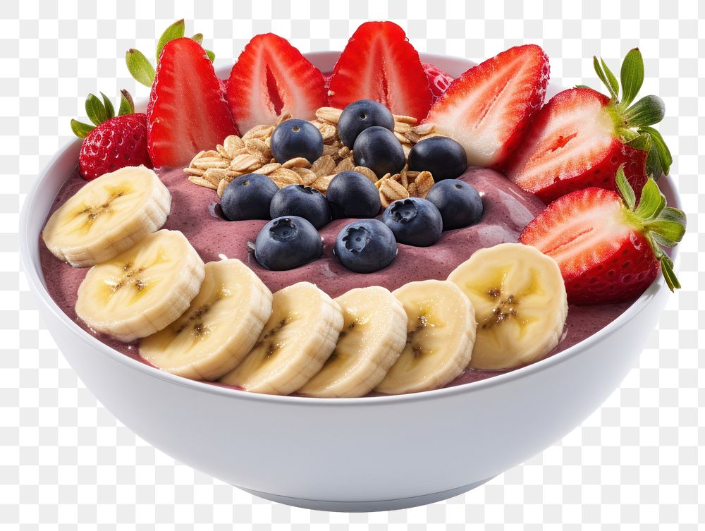 PNG Bowl blueberry berries banana. AI generated Image by rawpixel.