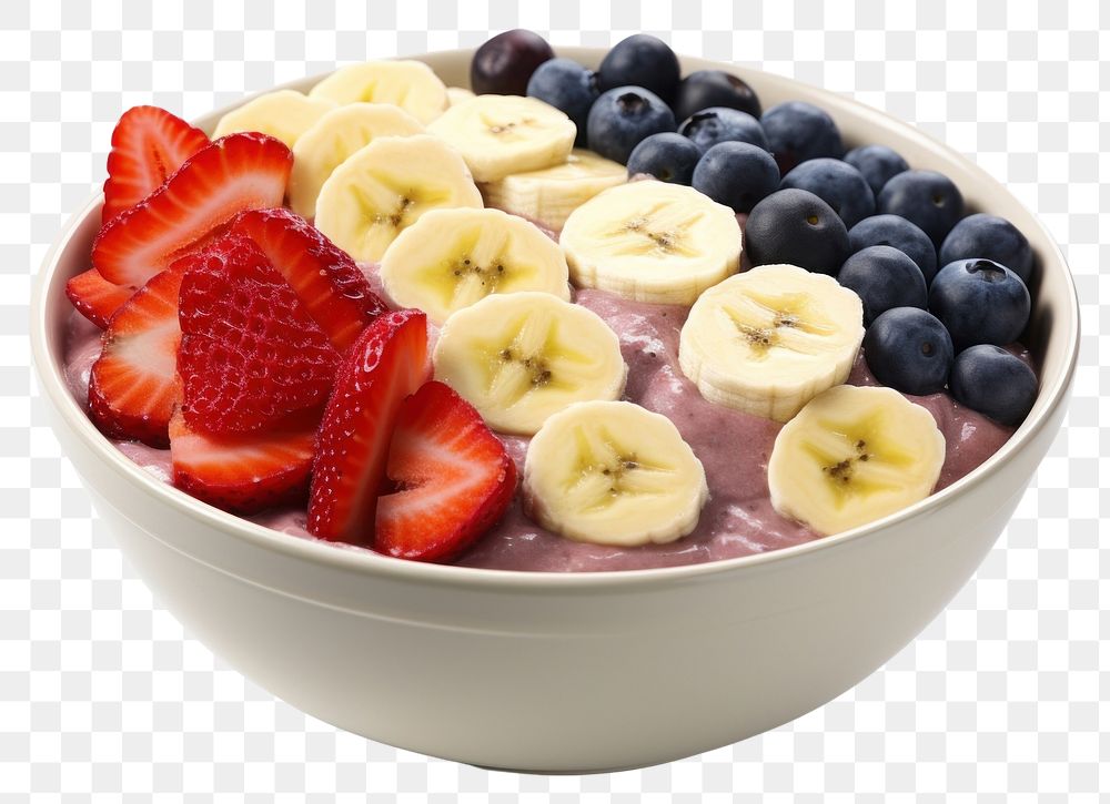 PNG Banana bowl strawberry blueberry. 