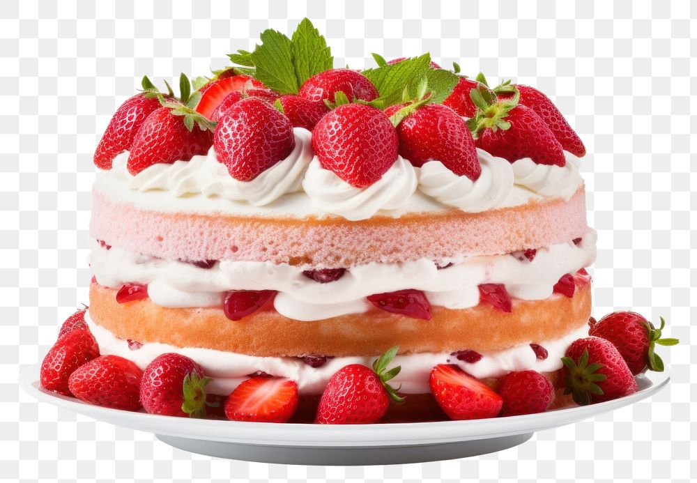 PNG Strawberry cake dessert fruit. AI generated Image by rawpixel.