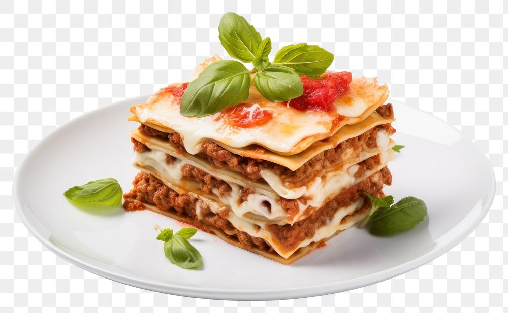 PNG  Lasagna plate food breakfast. AI generated Image by rawpixel.