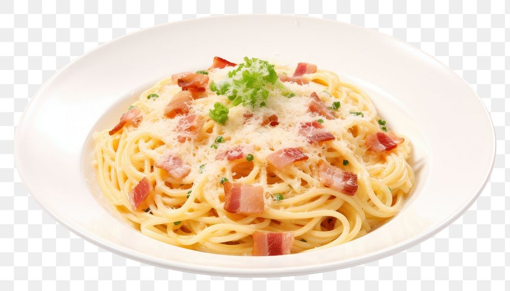 PNG  Spaghetti food carbonara pasta. AI generated Image by rawpixel.