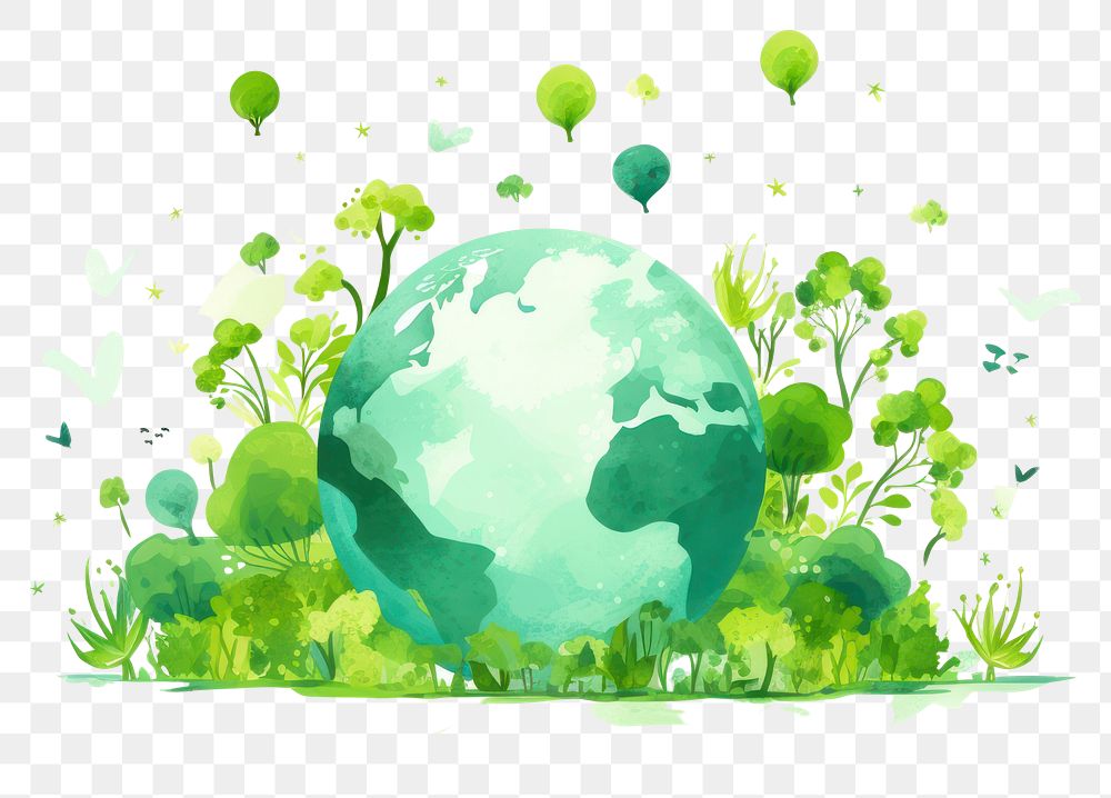 PNG Green planet sphere plant transparent background