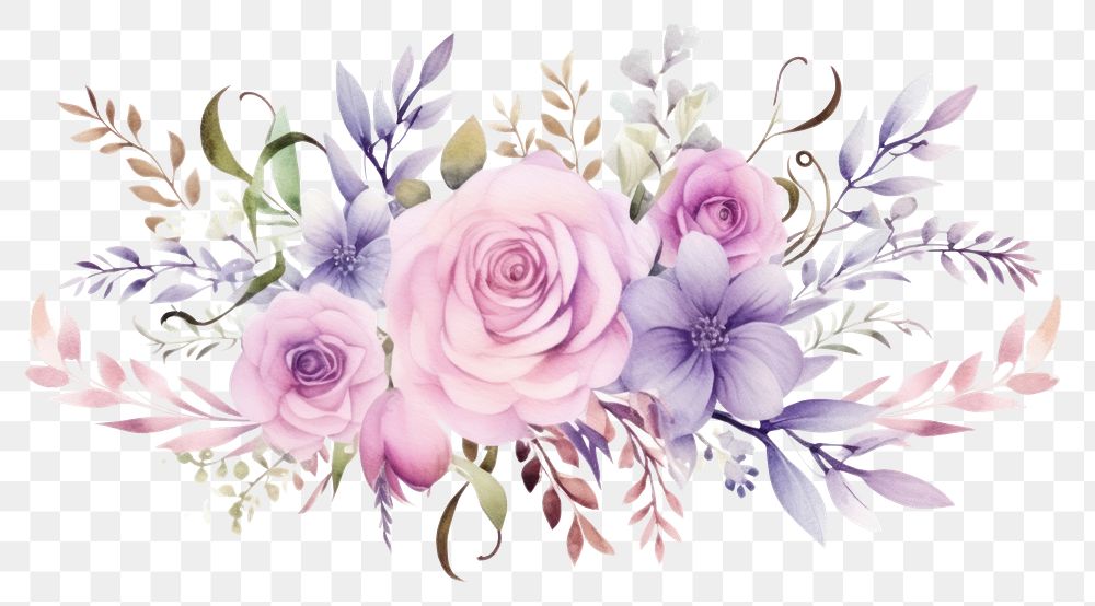 PNG Watercolor flowers pattern plant rose