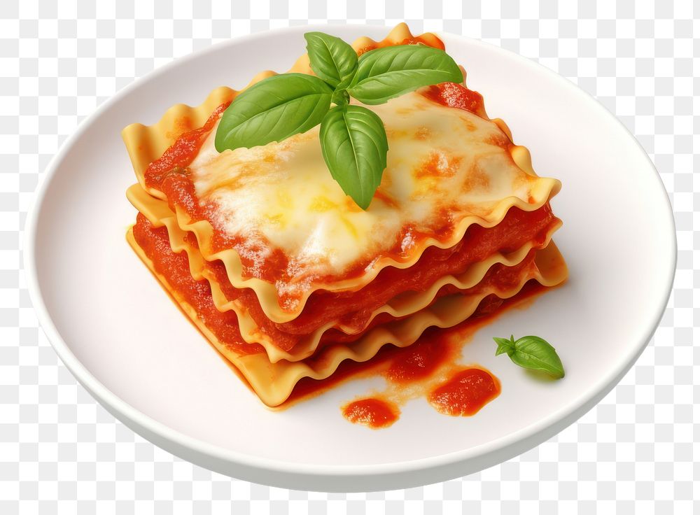 PNG Food lasagna pasta white background. AI generated Image by rawpixel.