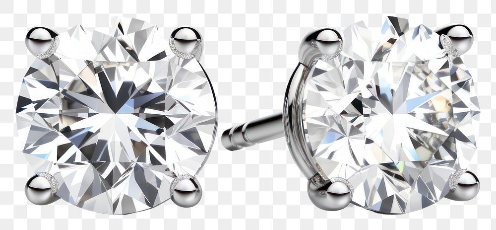 PNG Diamond earrings platinum gemstone jewelry. AI generated Image by rawpixel.