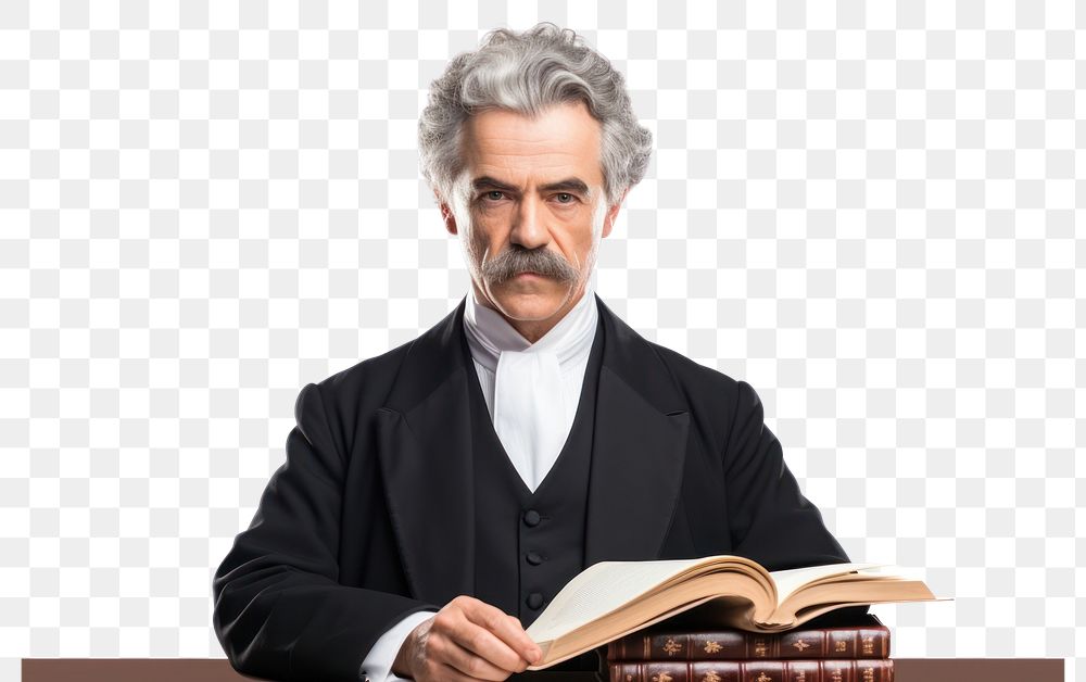 PNG Vintage lawyer portrait reading adult. AI generated Image by rawpixel.