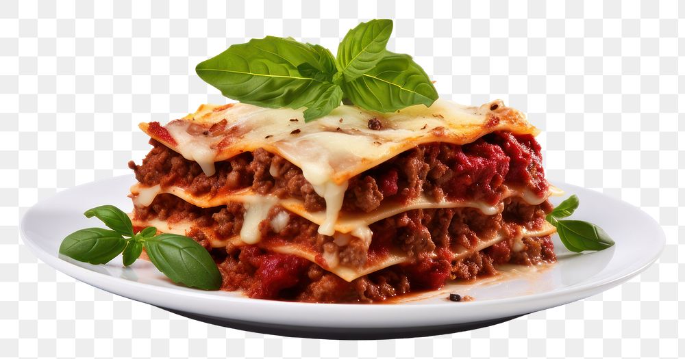 PNG Food lasagna plate white background. AI generated Image by rawpixel.