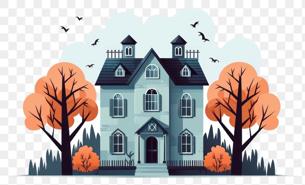 PNG Haunted house architecture building sketch. AI generated Image by rawpixel.
