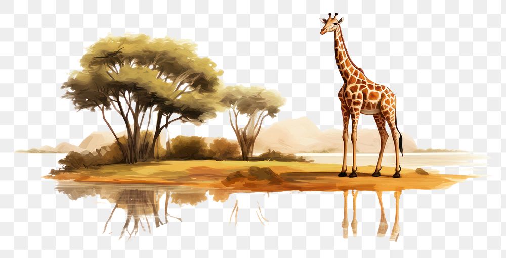 PNG Giraffe wildlife outdoors savanna transparent background