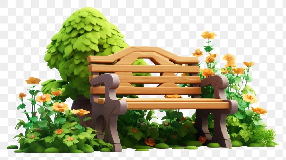 PNG Garden bench outdoors flower. AI generated Image by rawpixel.