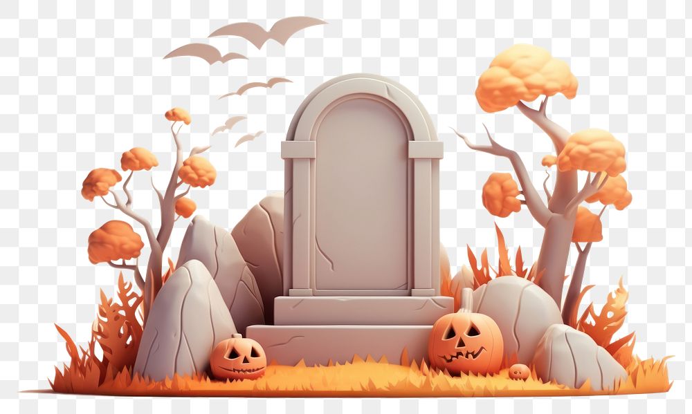 PNG Halloween tombstone cartoon anthropomorphic. AI generated Image by rawpixel.