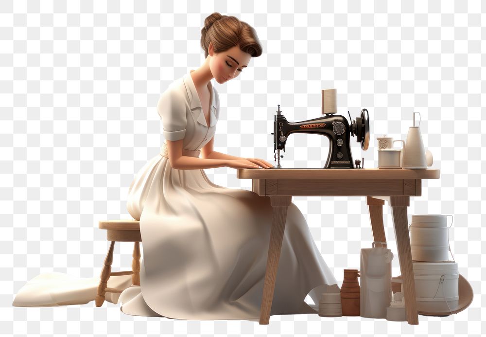 PNG Sewing machine dress adult. AI generated Image by rawpixel.