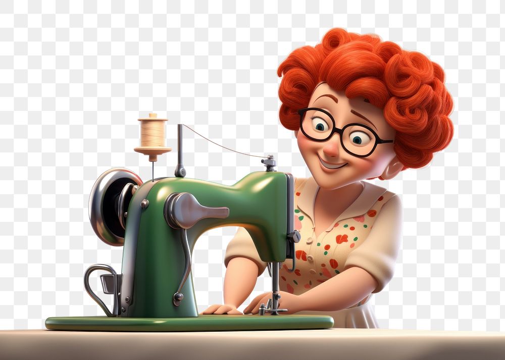 PNG Sewing cartoon machine adult. AI generated Image by rawpixel.