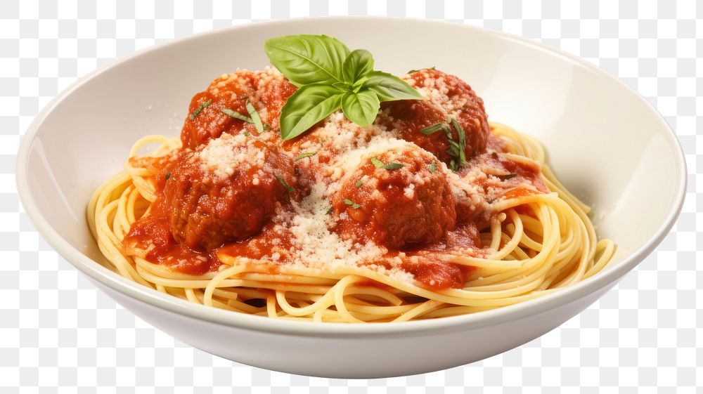 PNG Spaghetti meat meatball pasta. AI generated Image by rawpixel.
