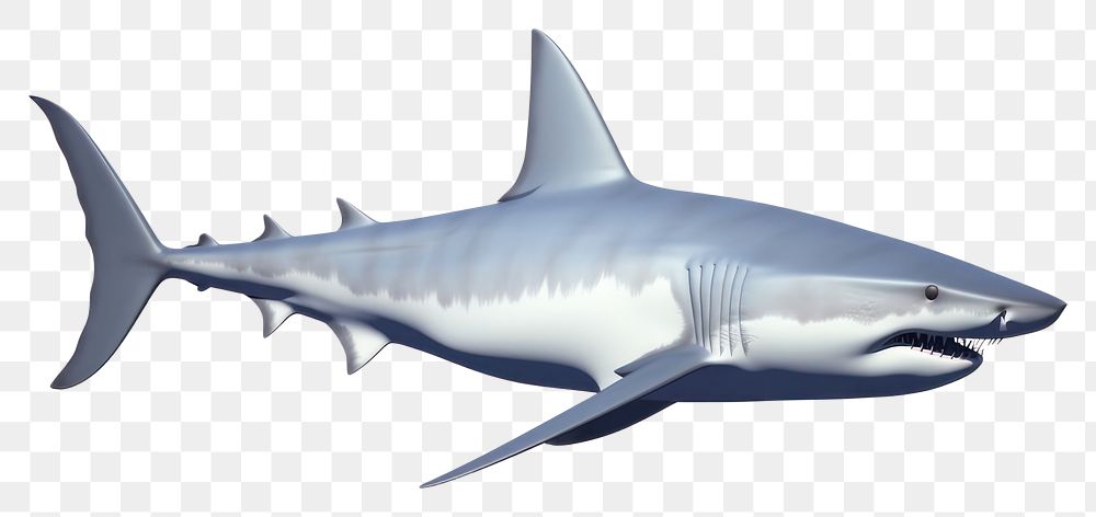 PNG Great white shark animal fish white background. AI generated Image by rawpixel.