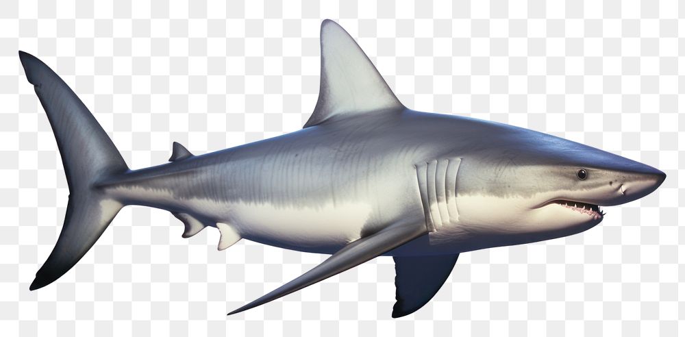 PNG Great white shark animal fish white background. AI generated Image by rawpixel.