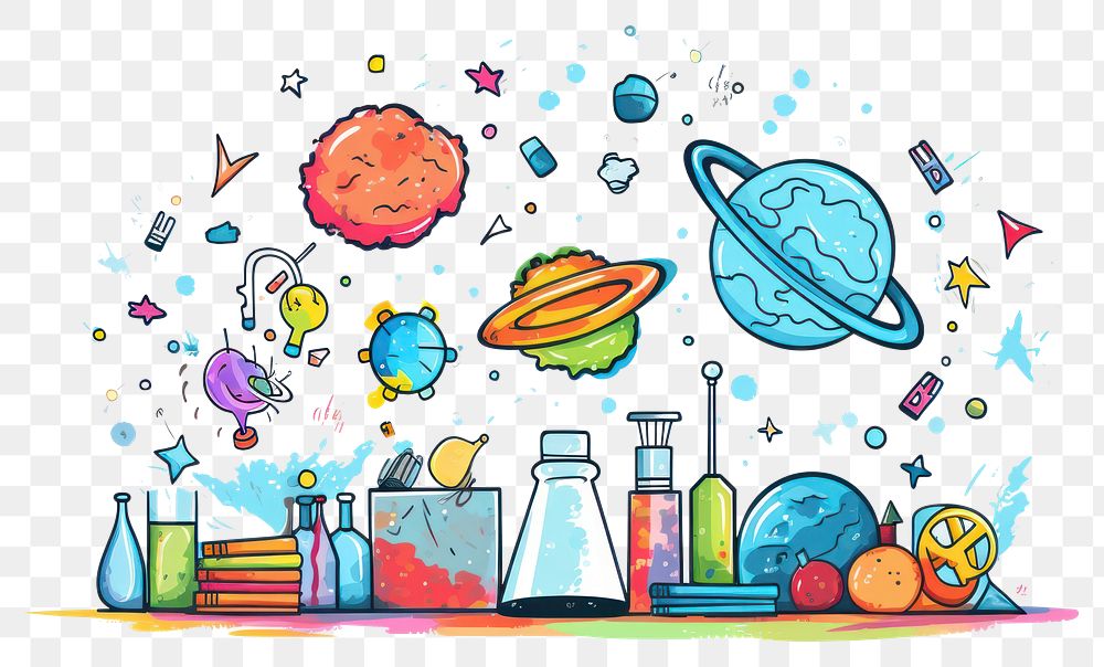 PNG Education science cartoon white background. AI generated Image by rawpixel.