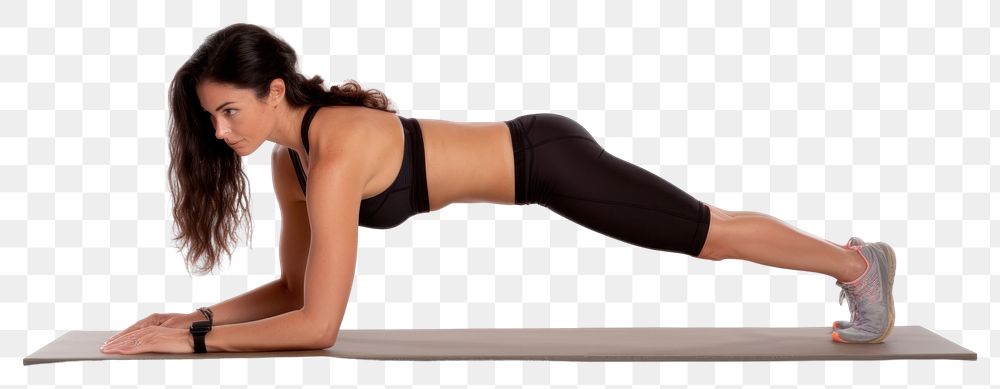 PNG Girl planking pilates sports adult. AI generated Image by rawpixel.