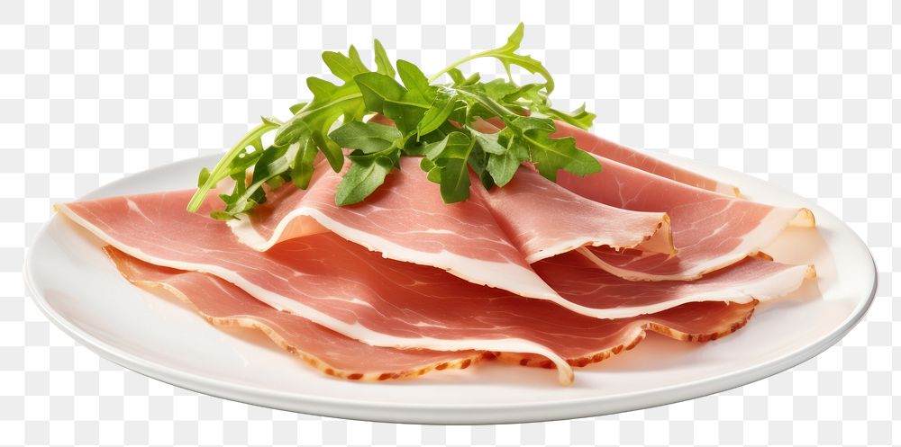 PNG Food ham plate meat. AI generated Image by rawpixel.