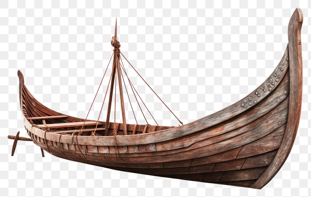 PNG Viking boat vehicle canoe white background. AI generated Image by rawpixel.