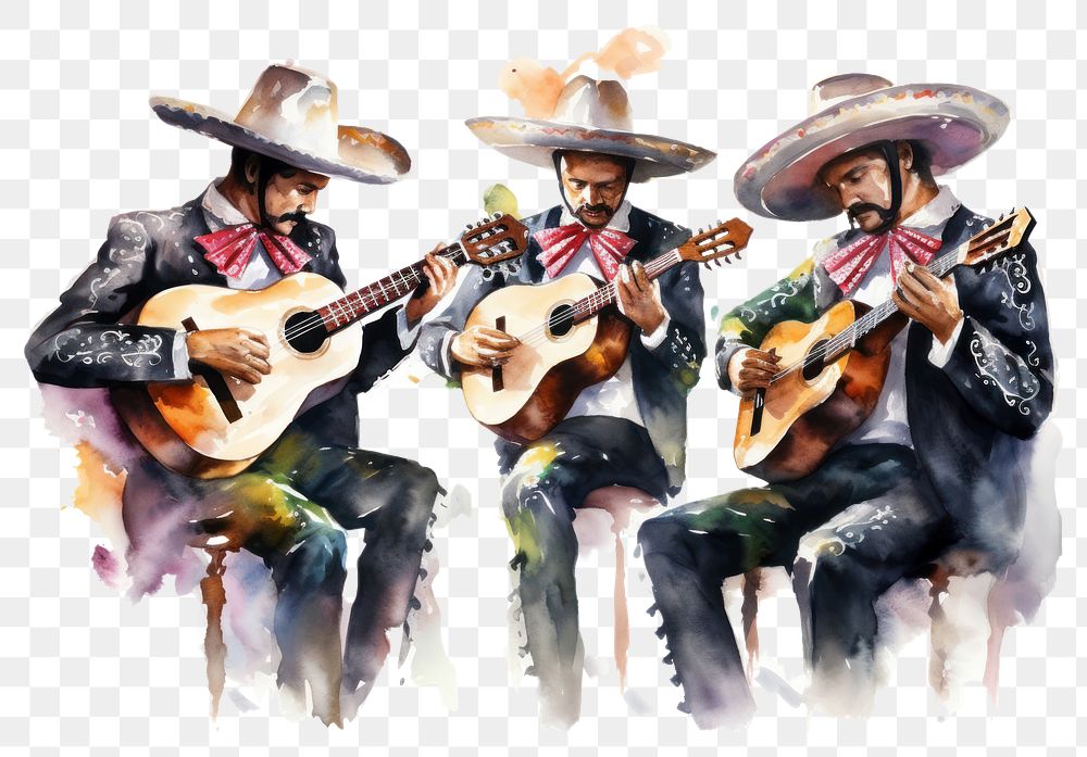 PNG Sombrero musician guitar adult. AI generated Image by rawpixel.