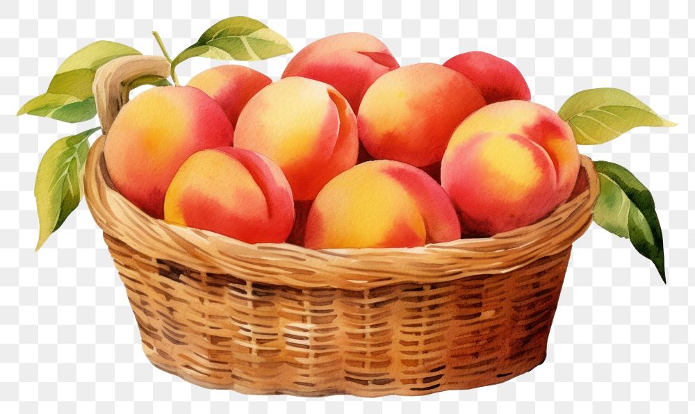 PNG Basket peach apple fruit transparent background