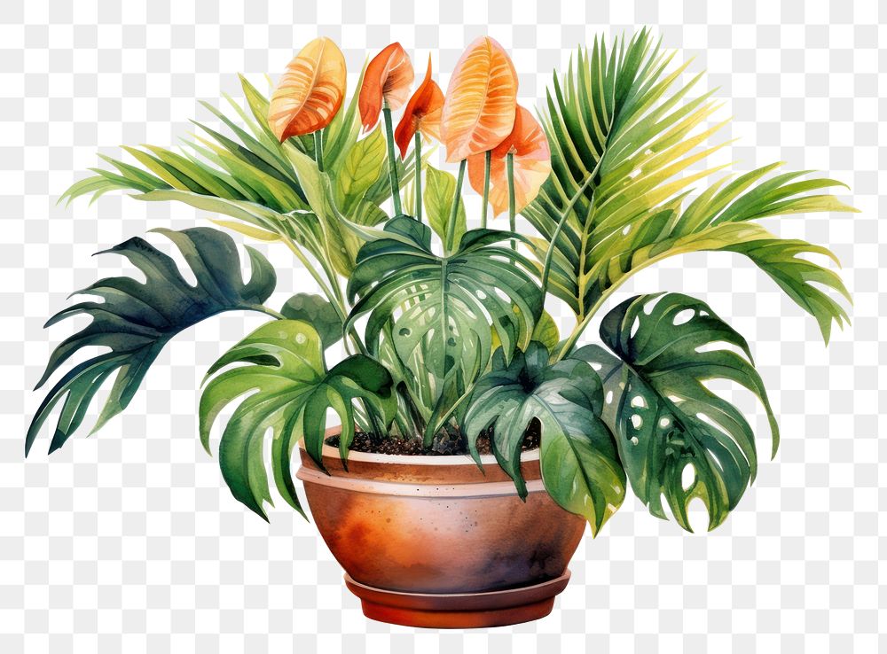 PNG Flower plant vase leaf. 