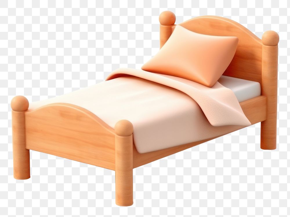 PNG Bed furniture wood white background. AI generated Image by rawpixel.
